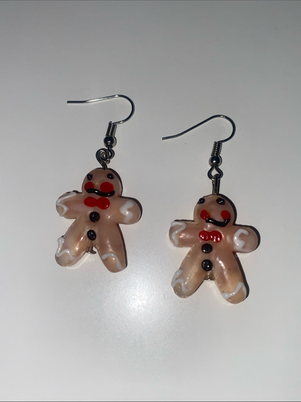 Gingerbread Man Glass Dangle Earrings